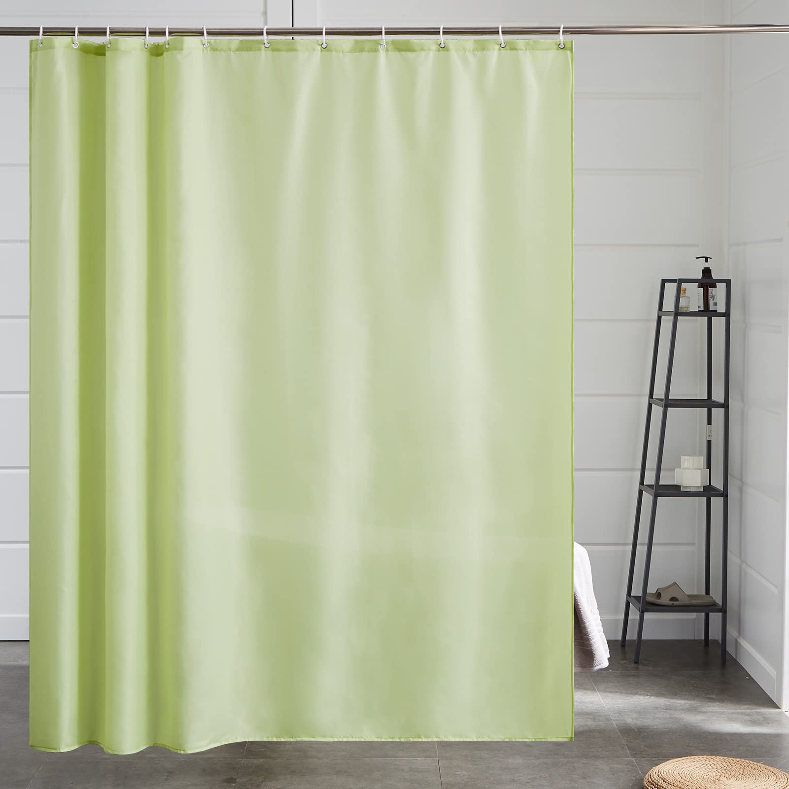 Furlinic Shower Curtain Mould Proof Resistant Wetroom Bathroom Polyester Fabric White 7ft Shower Curtains Liner Waterproof Rustproof Washable Weighted with 12 Hooks Extra Long 180x210cm 72x84. — view 169