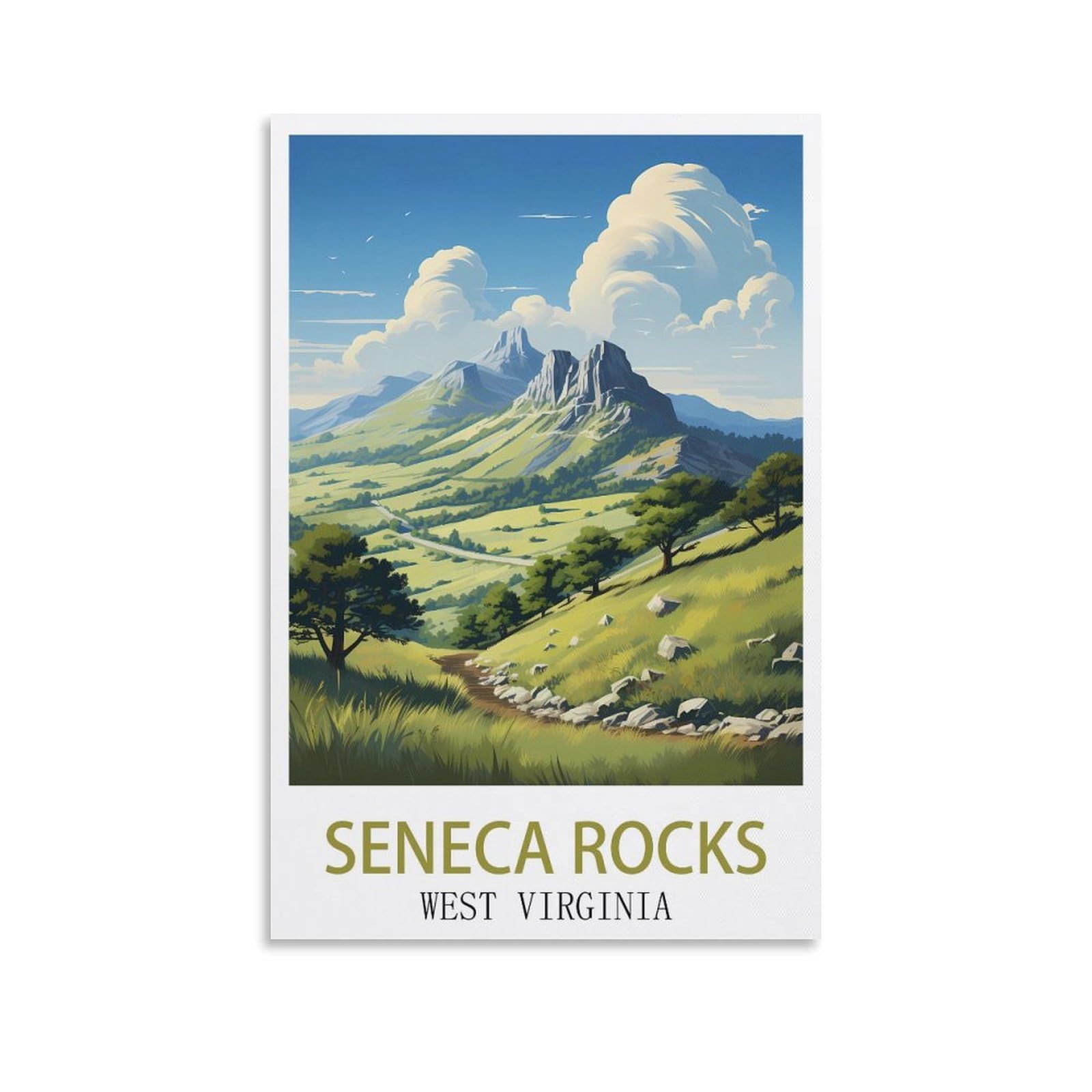 EZMLFA 5D Diamond Painting Kits for Adults,Seneca Rocks West Virginia,DIY Full Round Drill Diamond Dot Gem Art Kits for Adults,Crafts for Decor 30x40cm