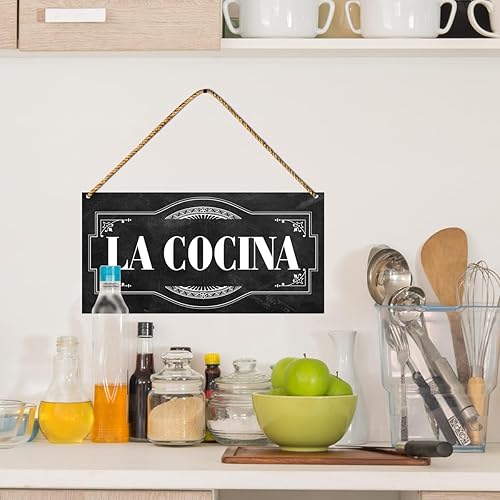 Miniatura 3 de Letrero decorativo de madera para cocina, decoración de pared de puerta española de La Cocina para casa de campo, cocina, comedor, decoración