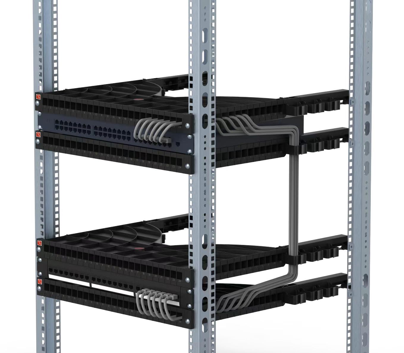 Techly Professional 367720 Mensola Gestione Cavi su Rack 19" 24 Porte P.800 mm Nero