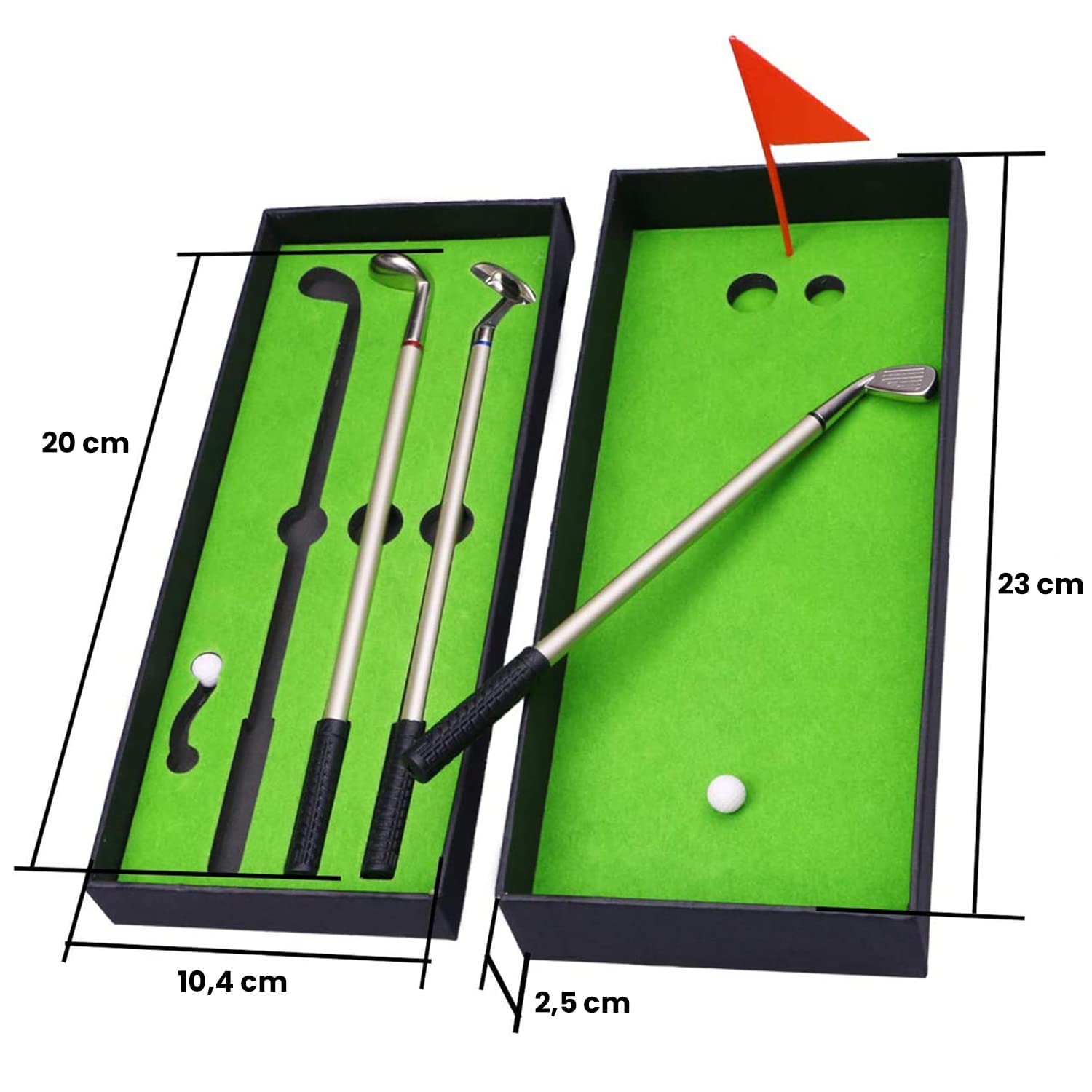 SmartGreen® - Set da golf in miniatura con 3 penne da golf, 1 green, 2 palline, 1 bandiera - Idea regalo per la festa del papà per i golfisti - I migliori giochi e accessori