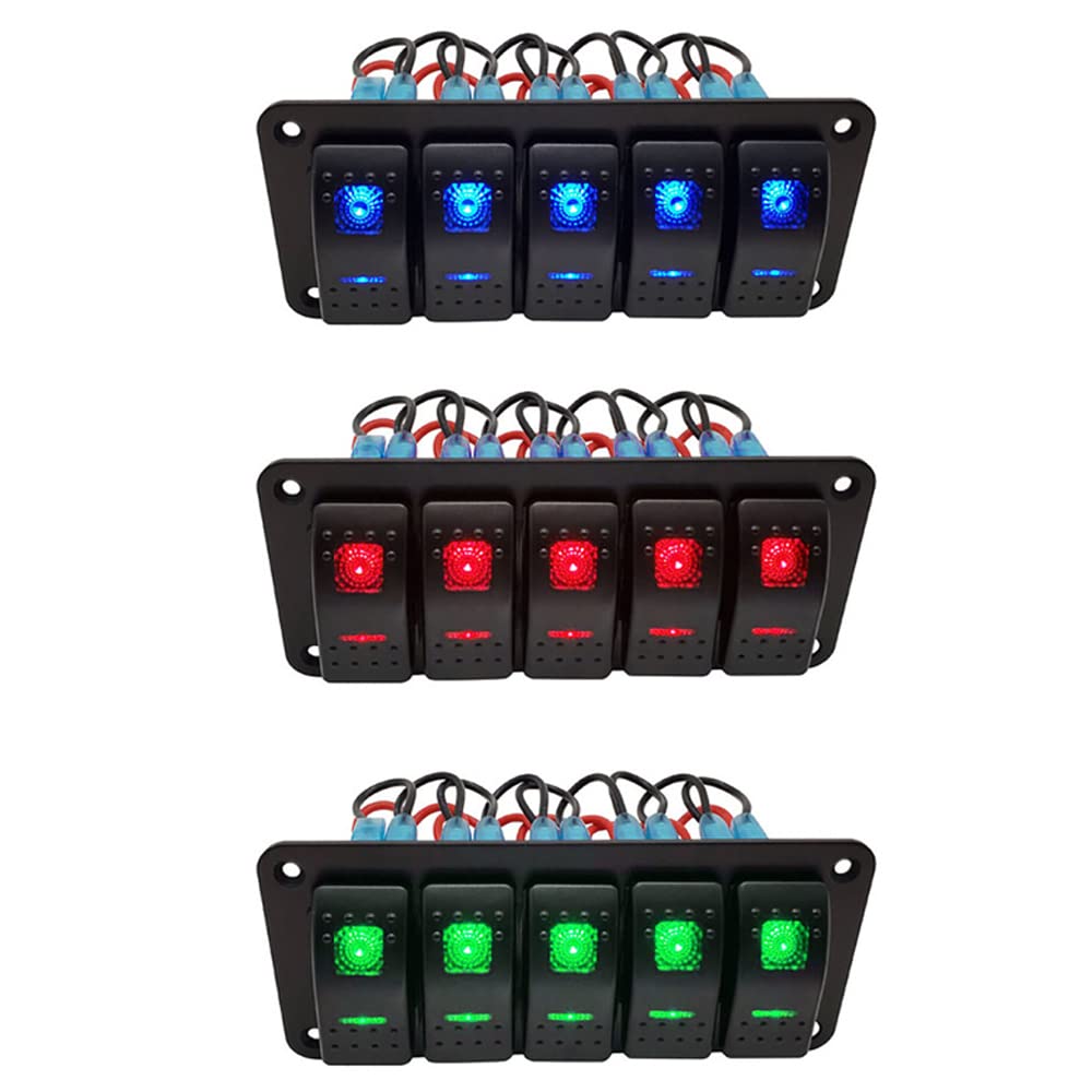 Riloer Panel de interruptor de combinación de 3/4/5/6/8 bandas, 12 V/24 V modificado con luz LED, universal para barco, coche, caravana, caravana