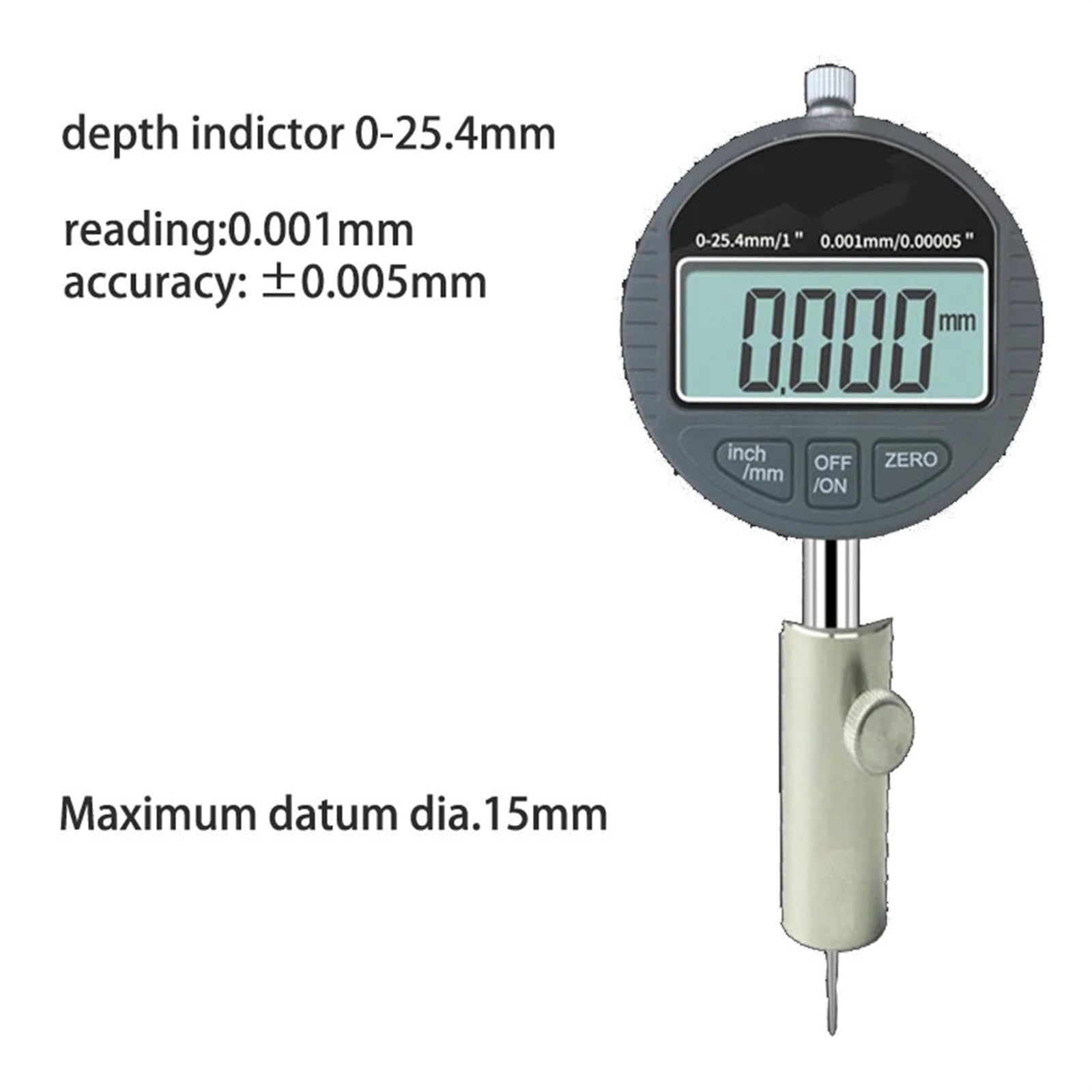 0-12,7 mm 0-25,4 mm indicatore di profondità Digitale 0,01 mm 0,001 mm misuratore di profondità elettronico(Base)