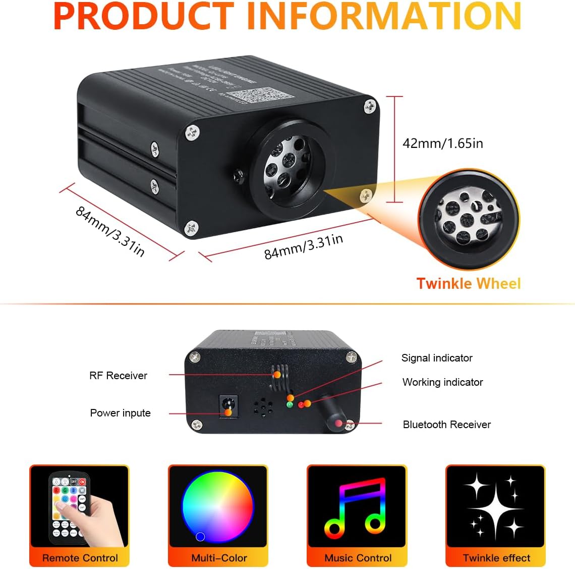 16W Car Home Starlight Headliner Kit, Twinkle & Sound Activate RGBW Fiber Optic Lights with APP & Remote Control, Star Lights for Ceiling Decoration, 600 pcs 9.8ft