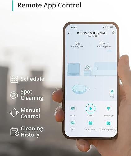 Miniatura 8 de eufy RoboVac G30 Hybrid SES 2 en 1, aspiradora robot de autovaciado, navegación dinámica, cuidado de alergias, succión fuerte de 2000 Pa, Wi-Fi