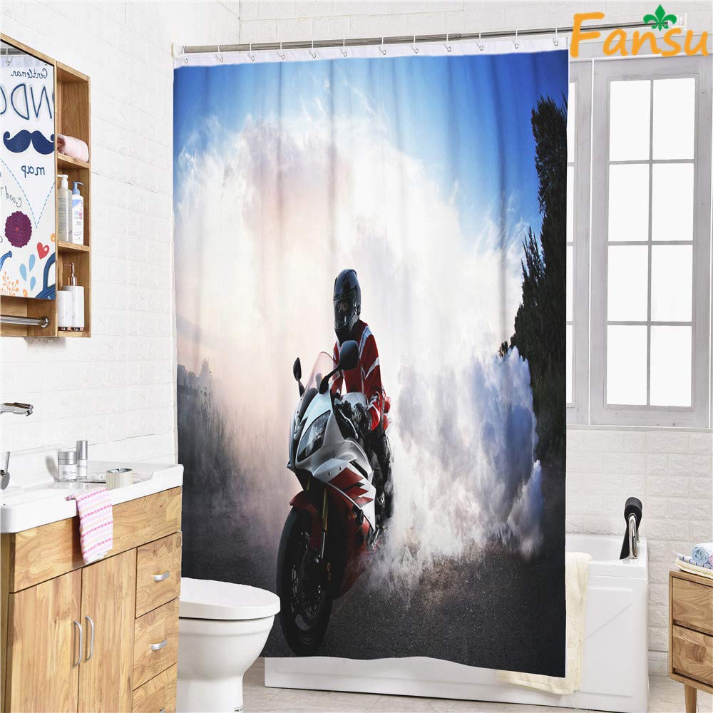 ecooe Douchegordijn 100% EVA Waterdicht Schimmelbestendig 180 x 180 cm, Badgordijn Doorzichtig 3D-Effect,Douchegordijnen Badgordijnen met 12 Ringen voor Douche en Bad