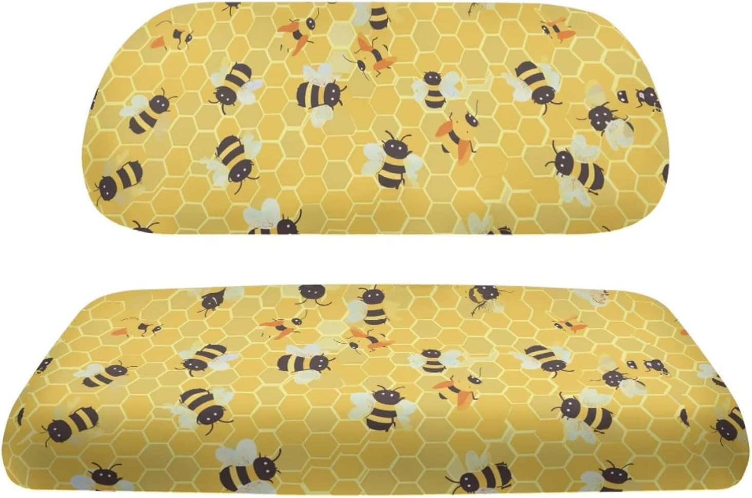Forchrinse Bees Golf Cart Seat Covers Towel Blanket for EZGO TXT RXV/Club Car DS Precedent Golf Car Seat Cushion Cover and Backrest Cover Sets 2 Piece Golfcart Accessories