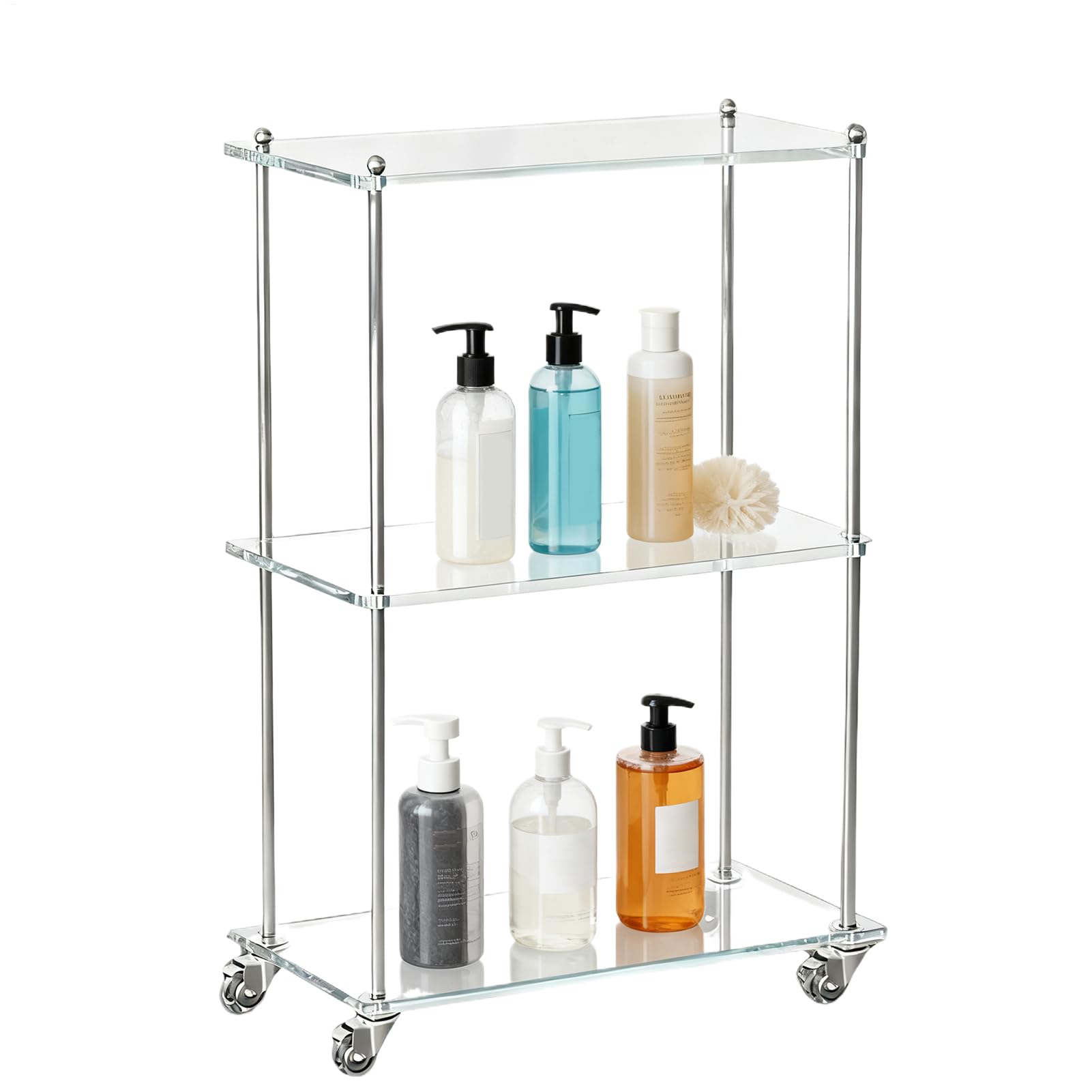 De Acrílico Para Baño Estante de Almacenamiento Móvil de 3 Niveles | Estanterías Móviles De Almacenamiento Para Apartamento Propietarios Comedor Cocina Baño Estudio Balcón Patio Oficina Hotel