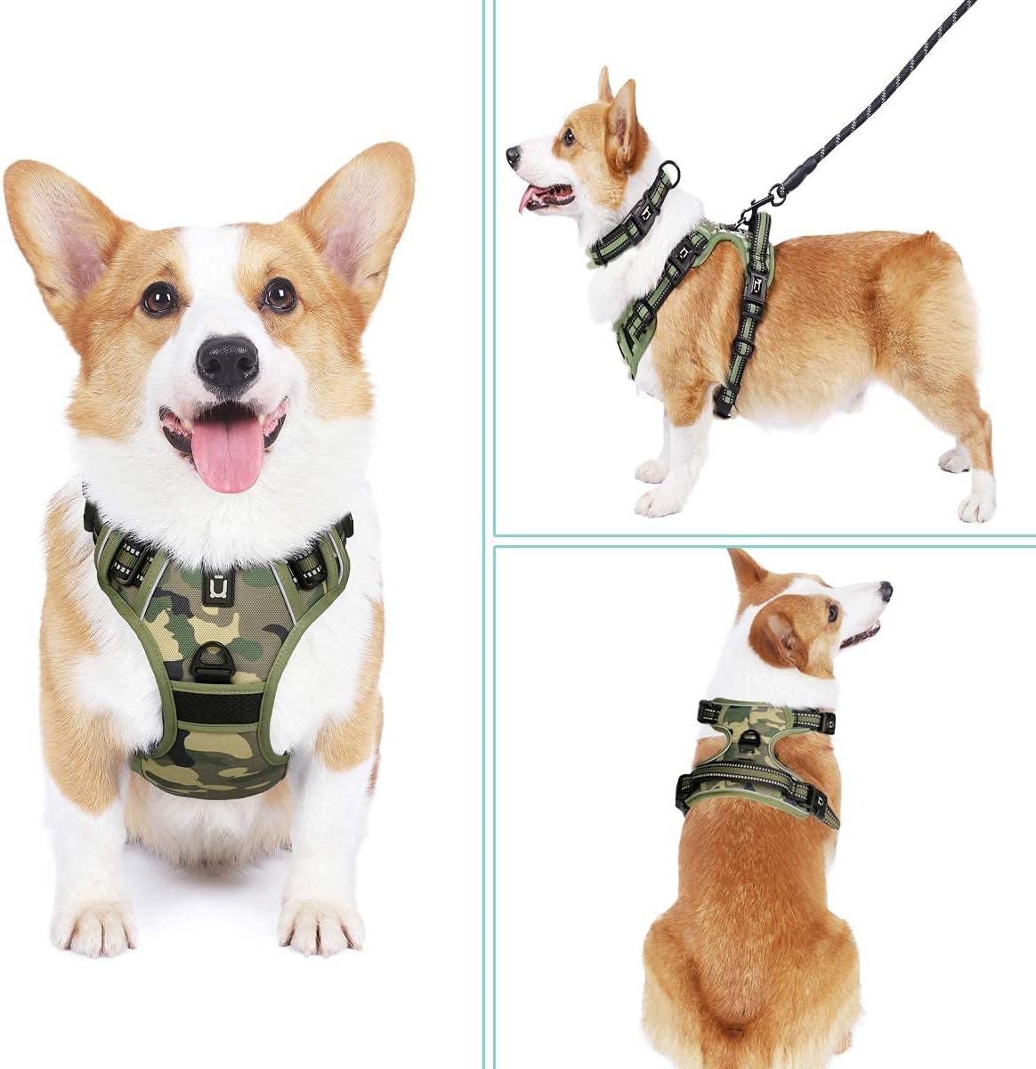 Dog Harness Waldseemuller Dog Harnesses for Small Dogs No Pull Reflective Oxford Soft Vest 4 Buckles Dog Harness for Large Dogs No Pull Medium Size Dog Harness,Dog Harness for Medium Dogs No Pull