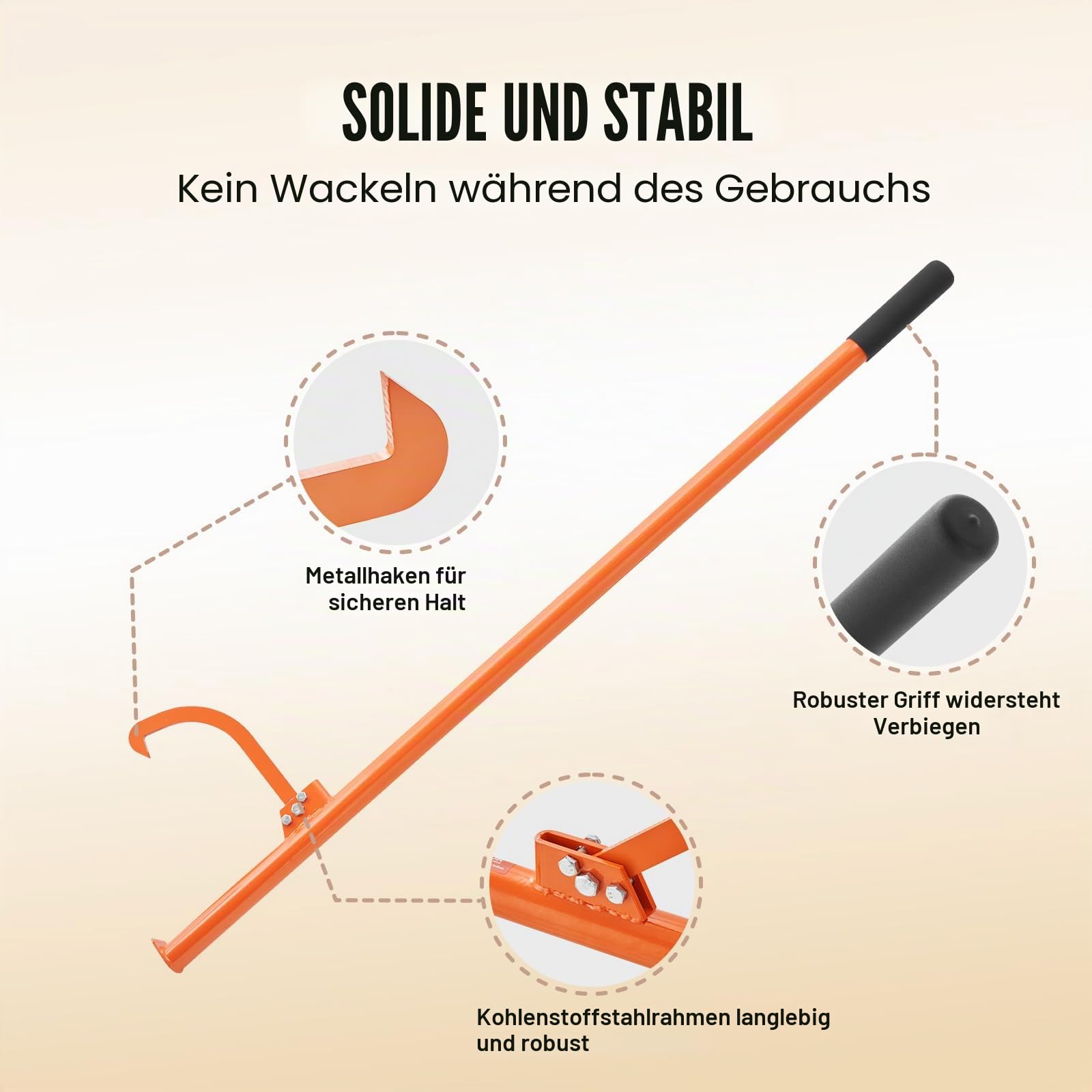 VEVOR Fällheber, 1500 mm, Stammheber aus Stahl, Stammwender, Forsthaken für Stämme mit max. φ 81cm, Forstwirtschaftswerkzeug, Fällhilfe mit Doppelfunktion zum Rollen & Festklemmen von Stämmen