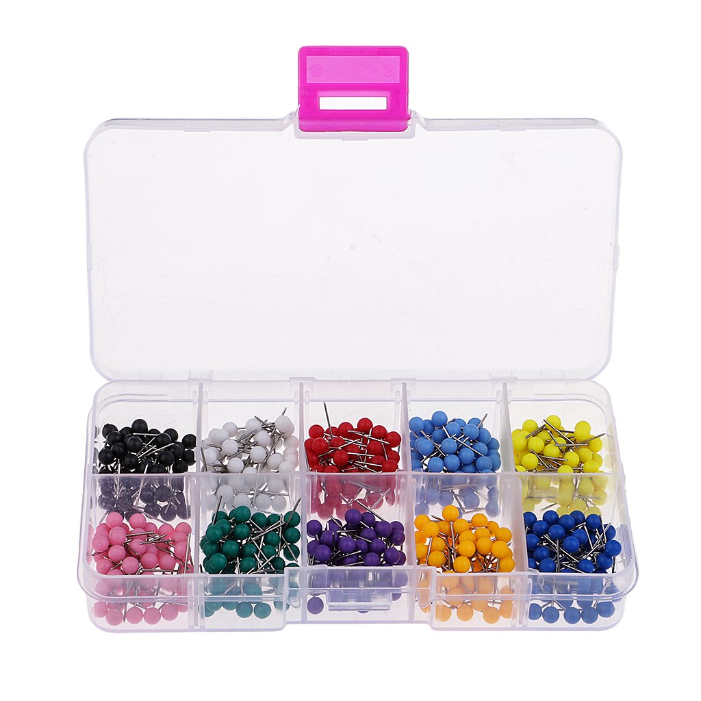 Lot de 10 boîtes de 500 punaises à tête ronde en plastique pour le bureau, les cartes
