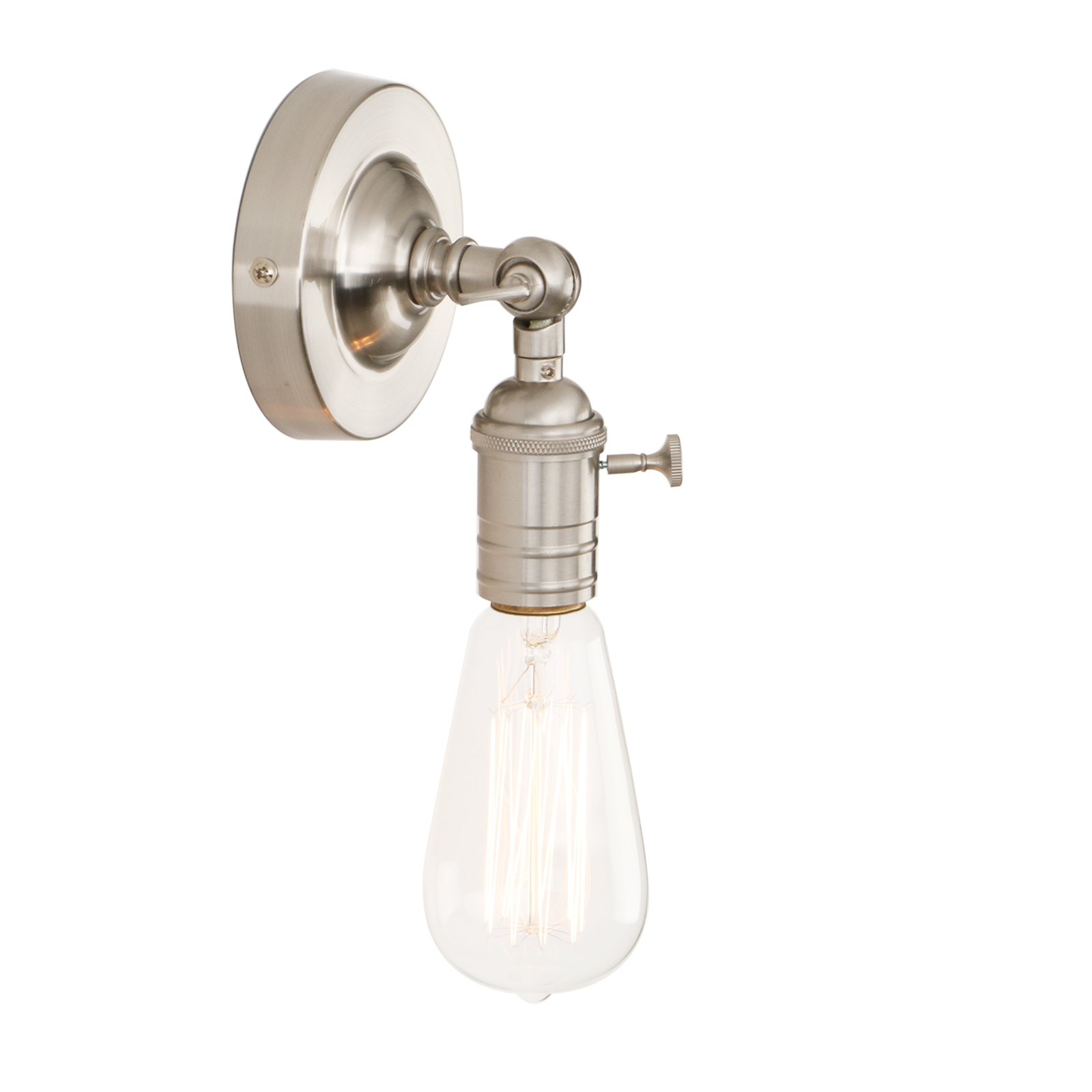 Pathson Brushed Industrial Vintage Metal Wall Light Fittings Loft Coffee Bar Kitchen Wall Sconce Light Edison Lamp Fixture Corridor Wall Lamp (Brushed)