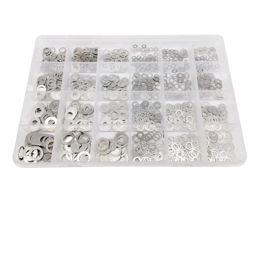 NOBRIM Rondelle Plate 500/1200pc M3 M4 M5 M6 M8 304 A2 Acier Inoxydable Ultra-Mince rondelle Plate Plaine Ultra-Mince réglage cale Ensemble Kit boîte Joint de réglage de précision