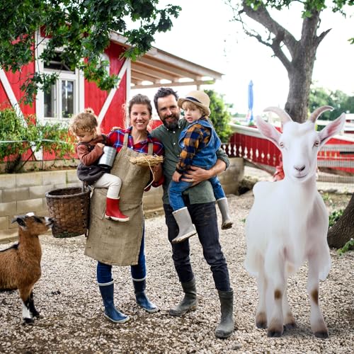 Image of Geelin 5ft Goat Cardboard Standup Cutout Life Size Lamb Jungle Safari Animal Stand up Photo Prop for Zoo Safari Jungle Farm Themed Birthday Party Classroom Decoration Supplies