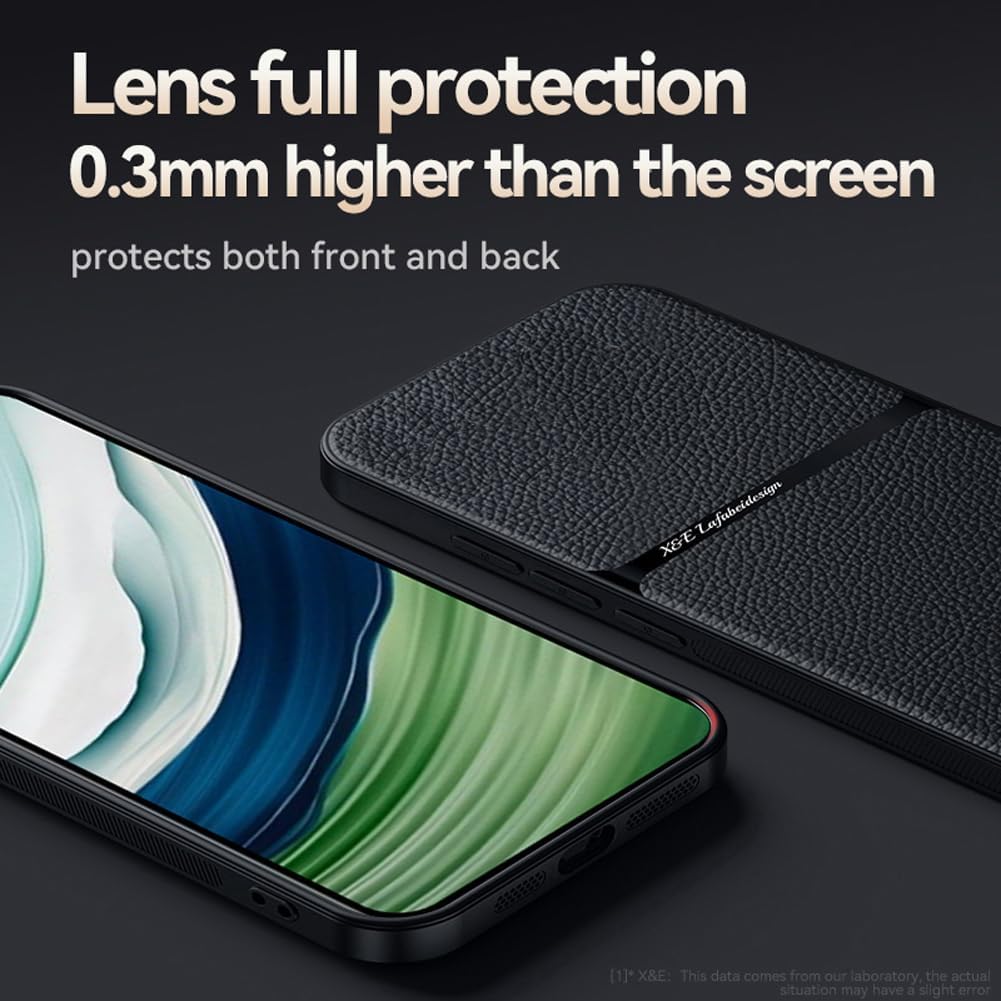 Case Compatible for Honor Magic 7 Pro - Litchi Grain Magnetic Holder Built-in Metal Plate Cover Bumper - Black - Image 3