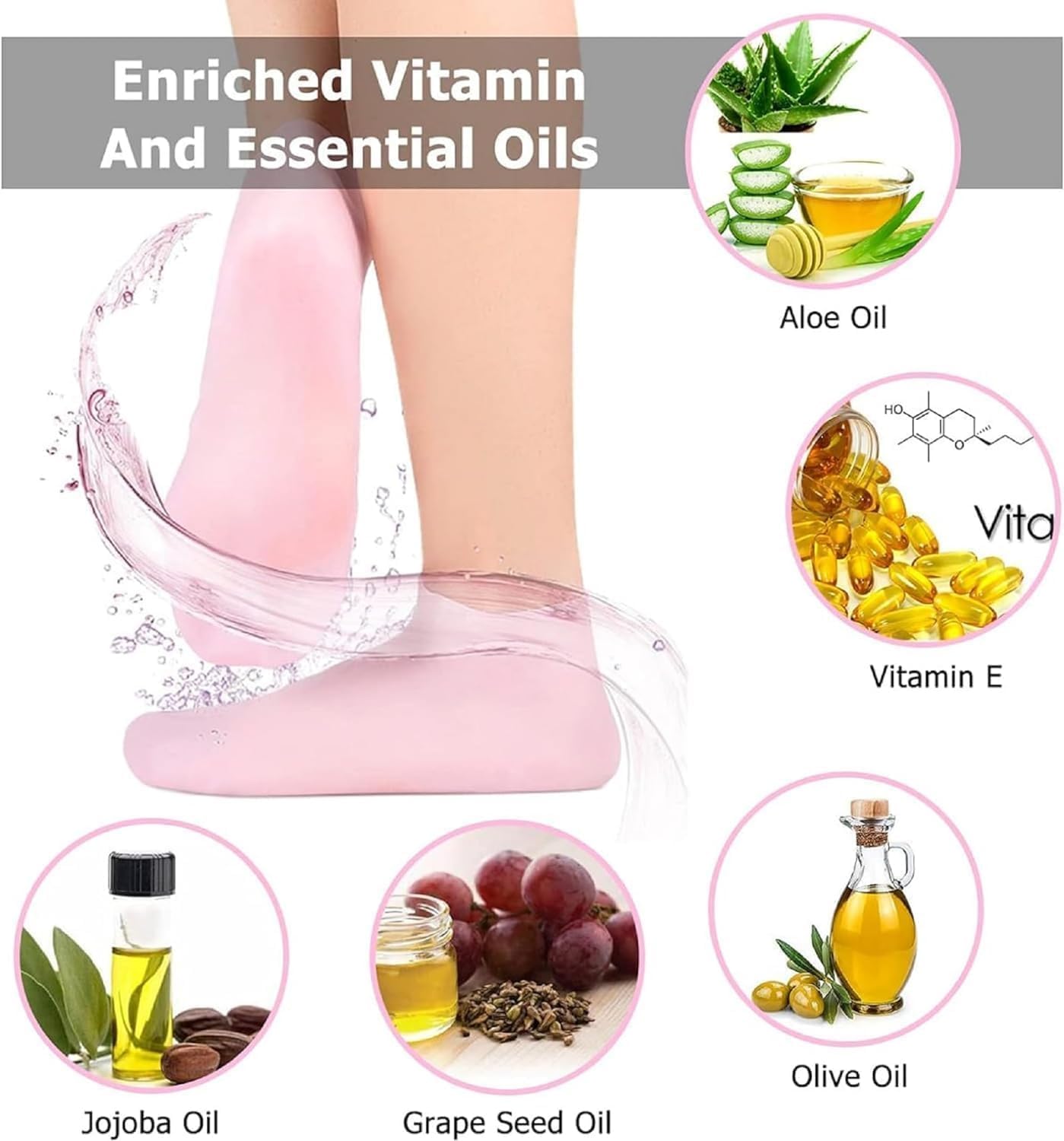 NIYANETAIL Silicone Heel Socks for Crack Repair | Spa Gel Socks with Natural Oils & Vitamin E | Moisturizing Foot Protector for Dry, Cracked Heels | Unisex Comfort for Women & Men 2