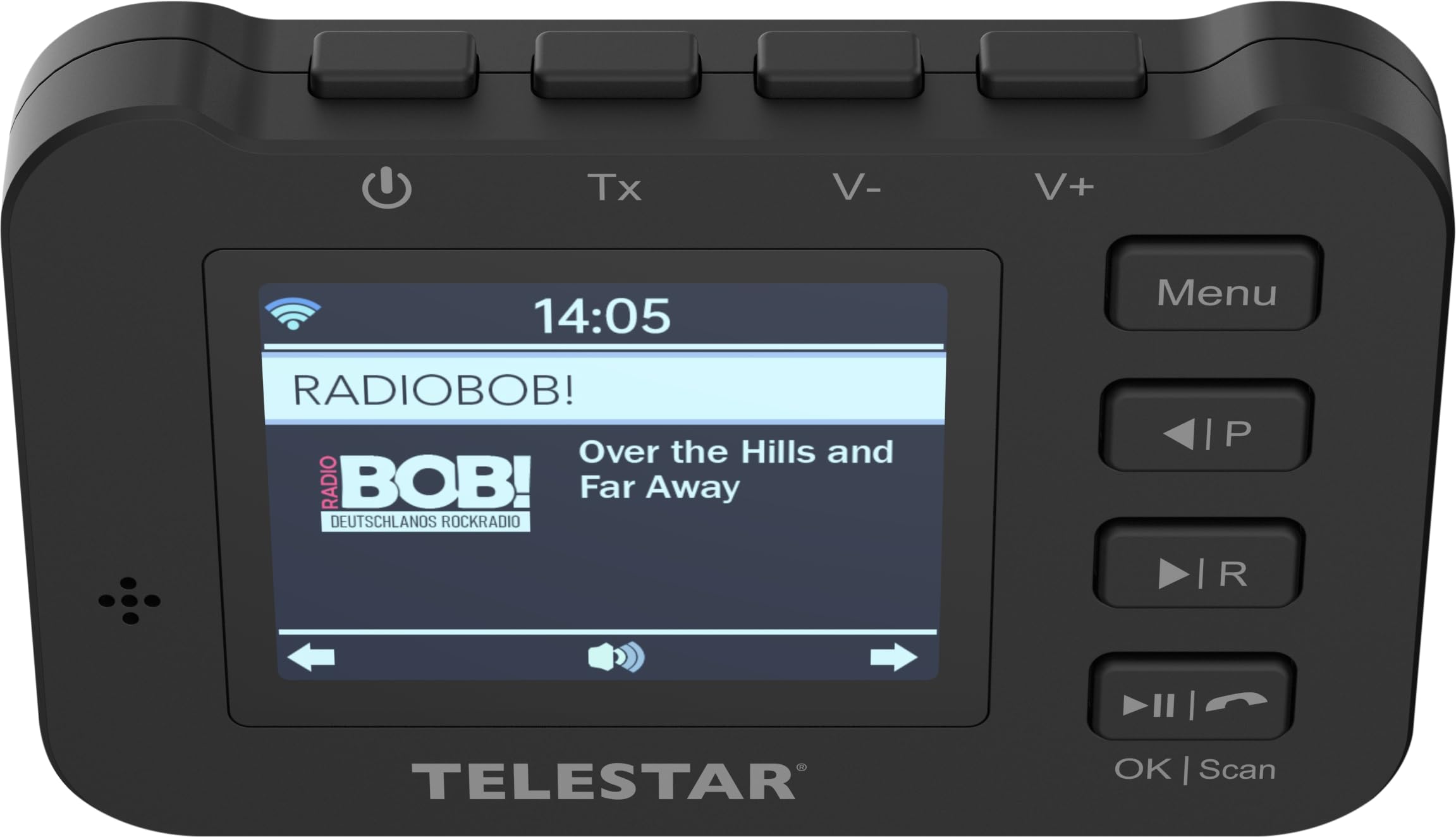 TELESTAR TOP CAR 2 – DAB+ Adapter für Autoradios, Akku – Schwarz | FM-Transmitter, Line-Out-Anschluss, Farbdisplay, Bluetooth Audio Streaming, Freisprecheinrichtung, microSD