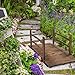 VINGLI 4 ft Garden Bridge, Arch Walkway Wooden Bridge with Safety Rails Carbonized Finished, Decorative Landscaping Footbridge for Koi Pond, Dry Creek Bed, Garden Pathway or Rustic Wedding Decor
