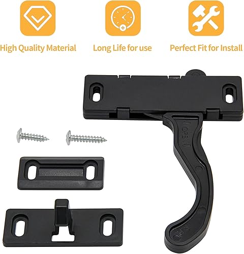 Miniatura 6 de Kit de pestillo de puerta de pantalla RV con tornillos, mango diestro compatible con cámper, autocaravana, remolque de viaje