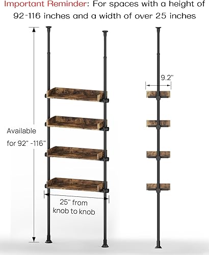 Miniatura 2 de ALLZONE Organizador de baño, almacenamiento sobre el inodoro, estantes de madera ajustables de 4 niveles para habitaciones pequeñas, estante de