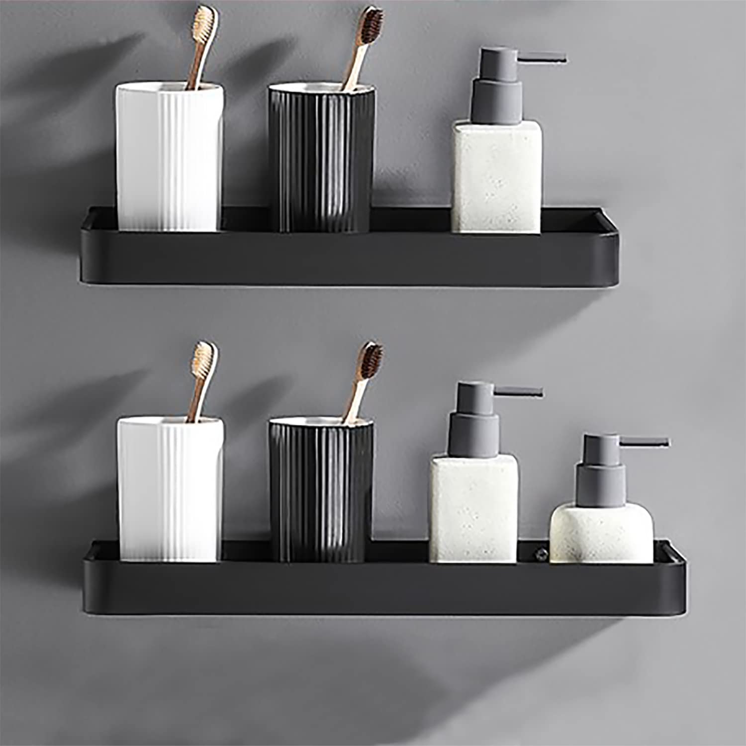 MILUKA Badewannenablage Ohne Bohren 60 Cm Schwarz - Selbstklebend Aus Aluminium, Wasserfest & Rostfrei