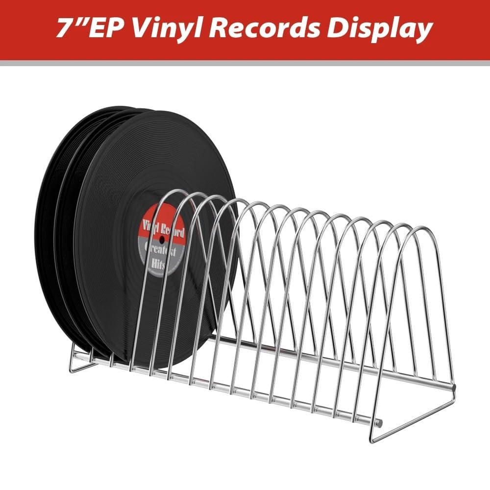 Porta Dischi in Vinile Espositore for Album con 15 Slot for Dischi, portariviste, CD, Collezione d'Arte Creativa Verticale Rastrelliere Porta CD