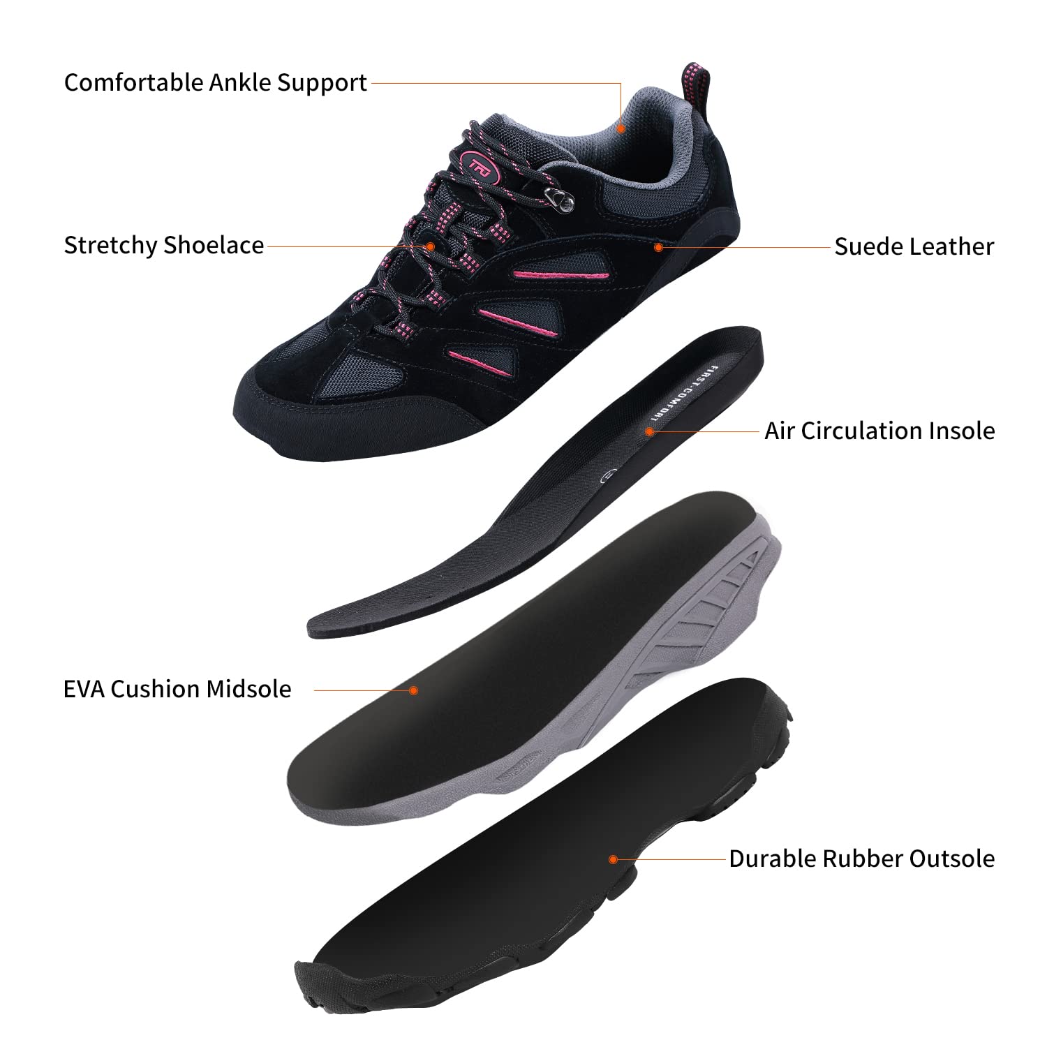 TFO Women's Air Cushion Hiking Shoe Breathable Running Outdoor Sports Trail Trekking Sneaker