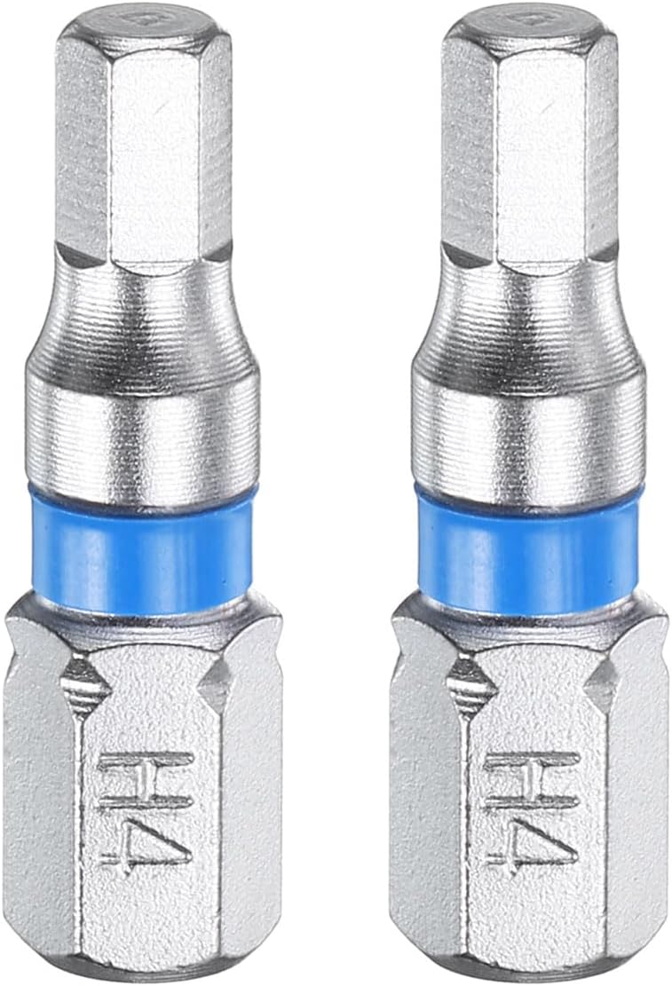HARFINGTON 2pcs Hex Screwdriver Bit H4 1/4" Hex Shank 25mm/1" Length Magnetic Hexagonal Head Bits S2 Steel Electric Screw Driver Bit