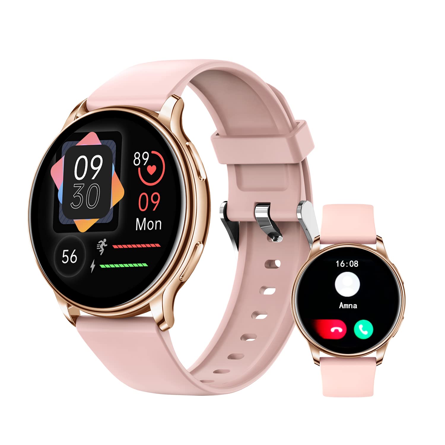 Smart Watch for Women with Bluetooth Calling, 1.32'' Smart Watch with Body Temperature Measurement,Menstrual Period Reminder, 19 Sports Modes,Sleep Tracking,Heart Rate/Blood Pressure Monitor (Gold)