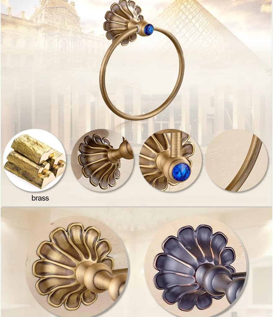 LSLYTQ Antique Black Towel Ring, American Retro Towel Rack, Hand Towel Holder, Round Towel Hanger Wall Mount Bathroom Hardware