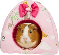 Casinha Toca para Porquinho da Índia e Chinchila, Casa para Roedores (Rosa, Pequeno)