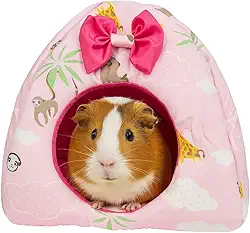 Casinha Toca para Porquinho da Índia e Chinchila, Casa para Roedores (Rosa, Pequeno)