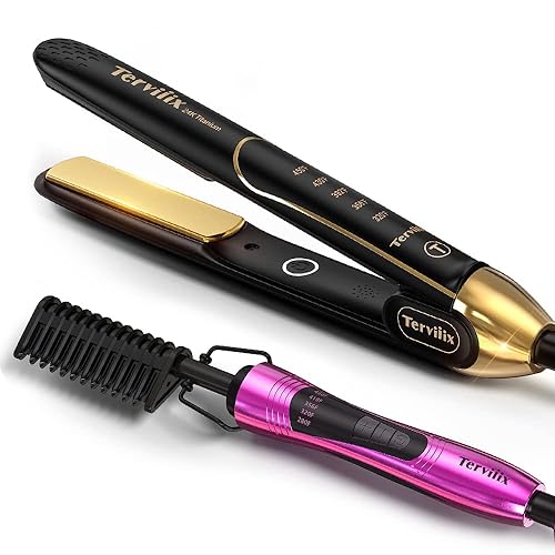 Miniatura 1 de Terviiix Peine caliente rosa de 24 quilates y plancha plana de titanio de 24 quilates