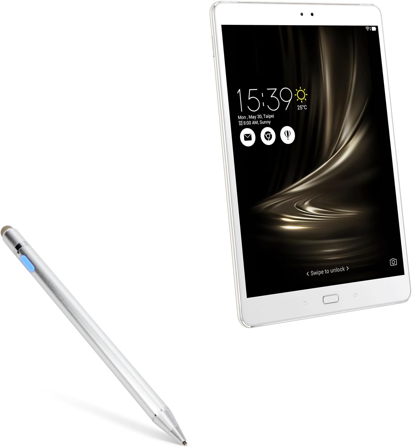 BoxWave Stylus Pen Compatible with ASUS ZenPad 3S 10 - AccuPoint Active Stylus, Electronic Stylus with Ultra Fine Tip - Metallic Silver
