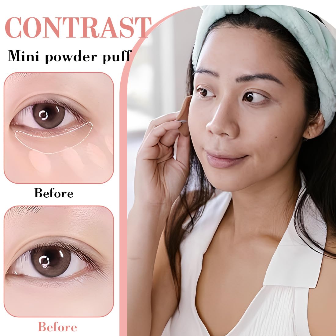 10 Pezzi Mini Soffietti Per Cipria E Spugnette Per Trucco Huda Beauty Powder Soffietti In Tessuto Per Fondotinta, Correttore E Primer Cuscinetti Triangolari Bianco, Rosa (3X4 Cm)