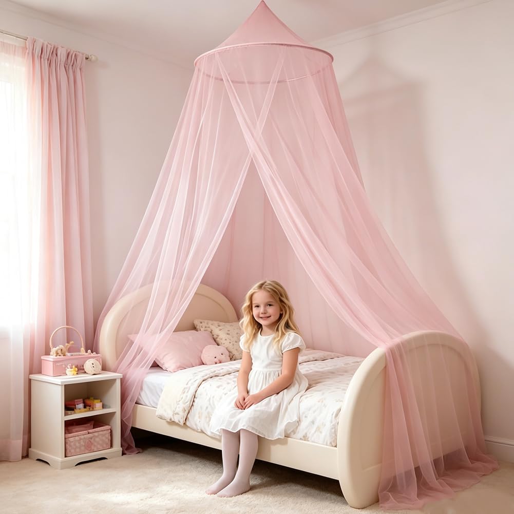 Mosquito Net for Kids, Bed Canopy, Round Dome Hanging Canopies, Kids Canopy Curtains, Bedroom Tent, Bedroom Accessories,for Bedrooms, Nursery Room, Indoor, Suitable Beds 1.5M and Under 1.5M-23
