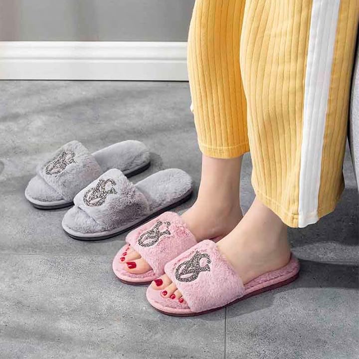 Stay Cute and Cozy in our Plush Slippers with Sparkling Rhinestone Decor - Available in 5 Trendy Colors3