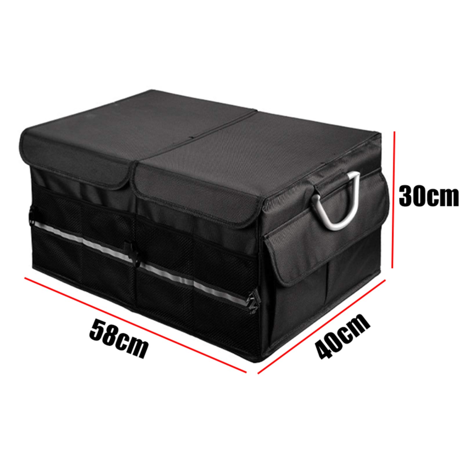Bolsas Organizadoras para Maletero De Coche Alta Capacidad Plegable Organizadores De Maletero Impermeables Caja De Almacenamiento para Vehículos De Viaje Volumen 60l,Black