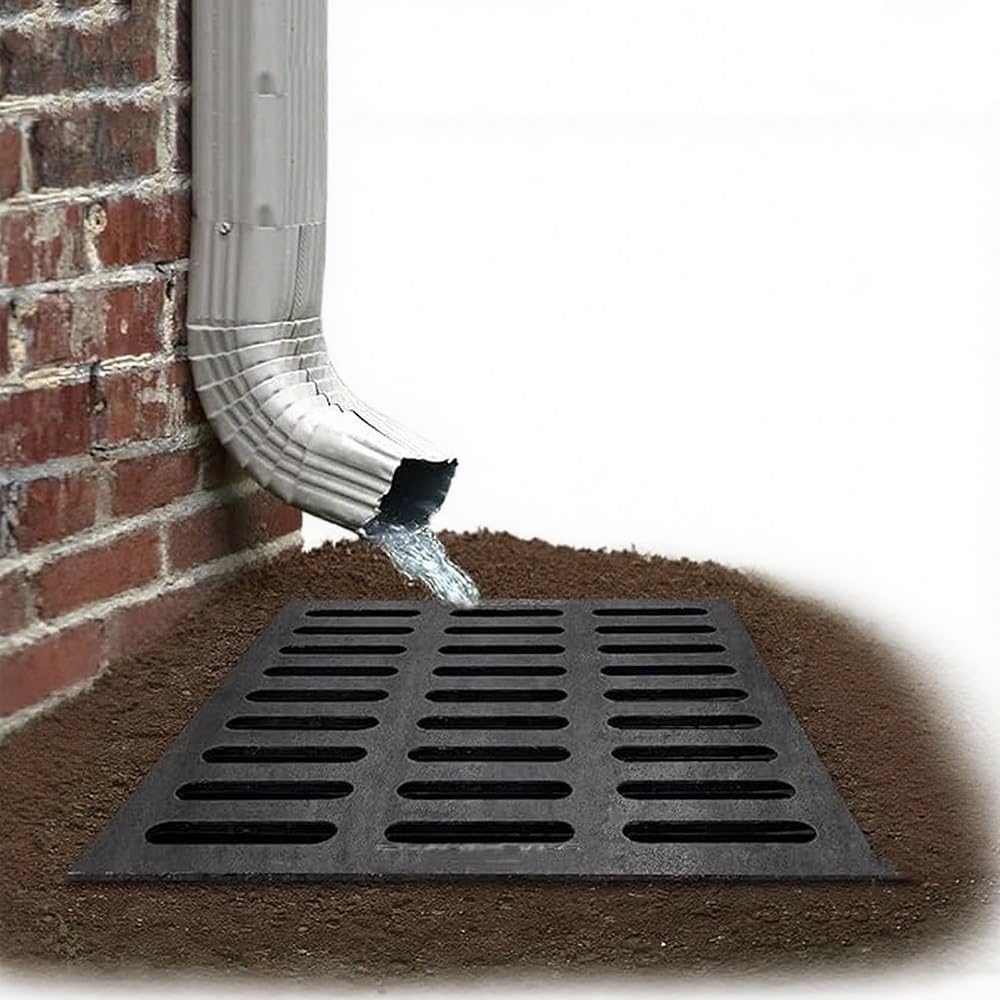 Grille d'évacuation en fonte 20x10 pour allée et trottoir extérieur en béton