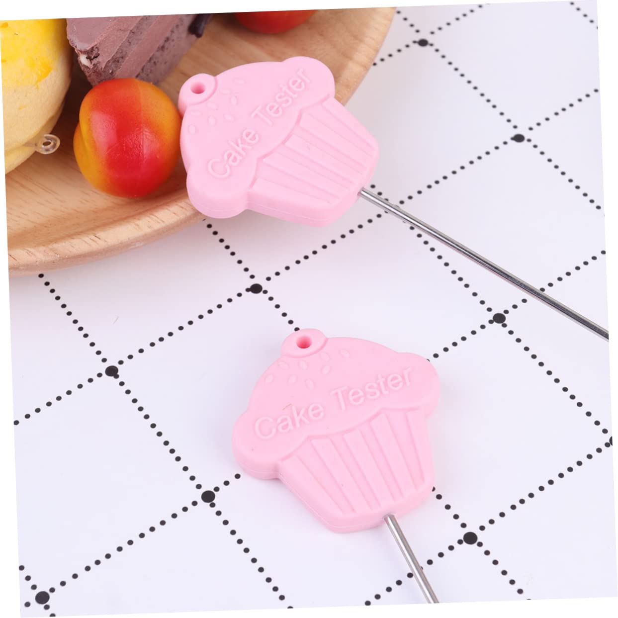 FUNOMOCYA 2pcs Stainless Steel Cake Tester Probe Skewer Pink Baking Testers for Biscuits Cupcakes