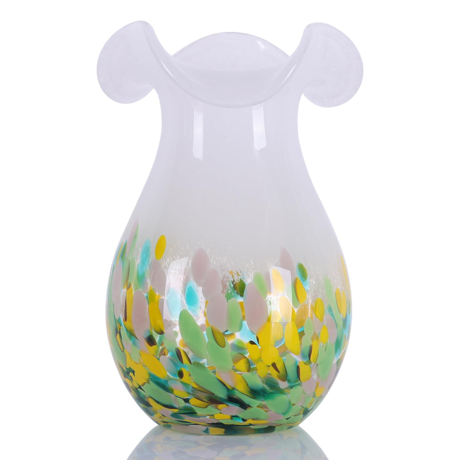 Vase en verre soufflé multicolore blanc idée cadeau moderne