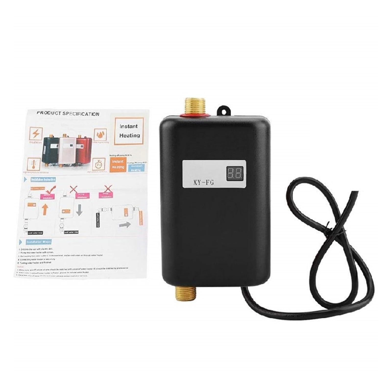 Elektryczny podgrzewacz wody przepływowy, Natychmiastowy Mini Podgrzewacz Wody O Mocy 3800 W. Natychmiastowy Elektryczny Bezzbiornikowy Podgrzewacz Wody. Natychmiastowy Elektryczny Prysznic Podgrzewaj