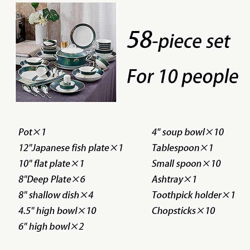 H3TF5J Zestaw luksusowych zastawy stołowej, 58 sztuk kości w Chinach, porcelanę prezentów europejskich, kości zwolnione w wysokiej temperaturze Chiny, Family Dinner zastawa stołowa