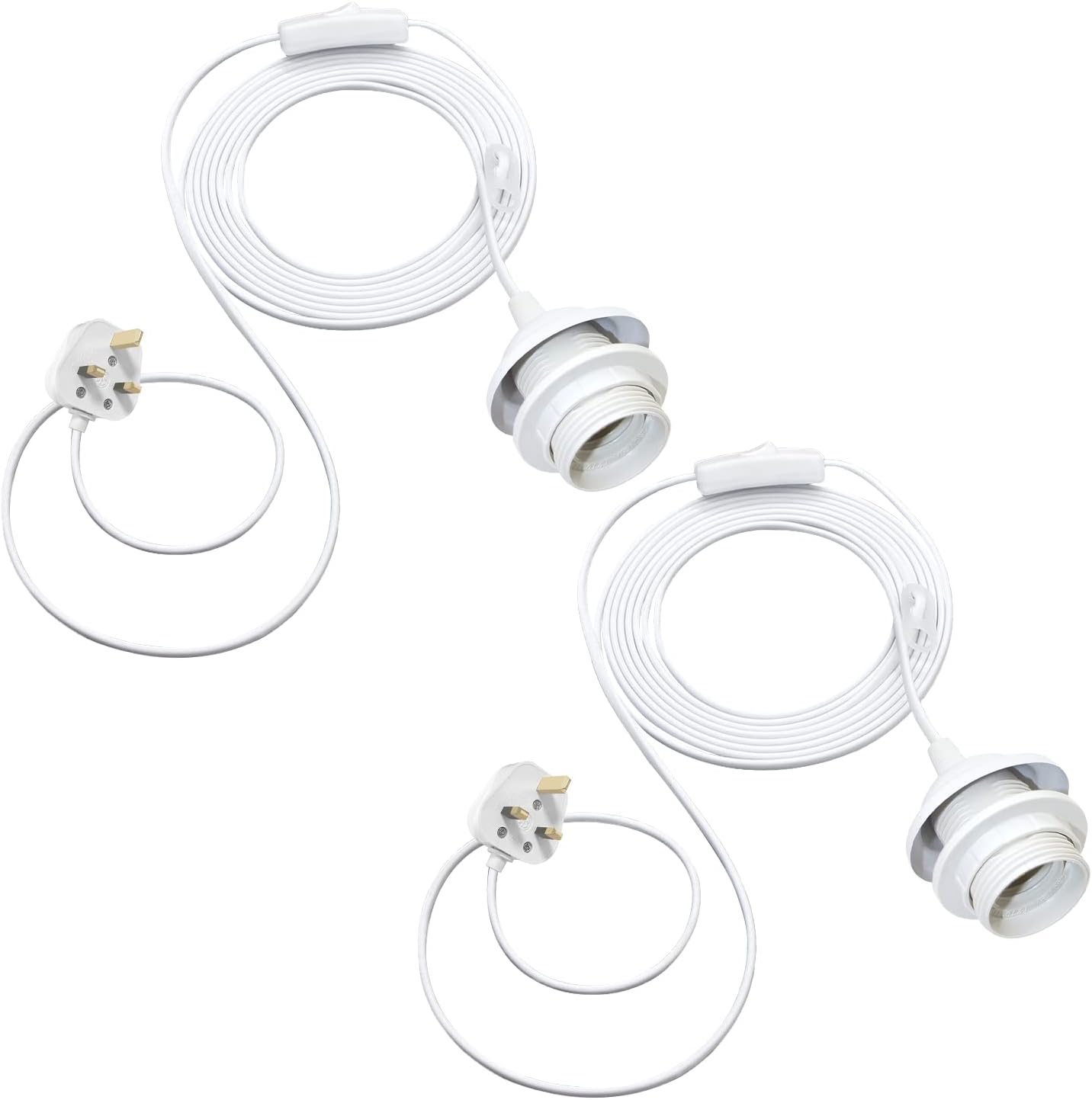 Plug in Pendant Light Cord Kit, 2 Pack White Plug in Pendant Light, 450CM DIY Pendant Light