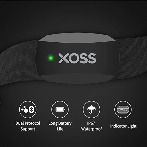 Miniatura 5 de XOSS Monitor de frecuencia cardíaca con Bluetooth 4.0, IP67 impermeable, sensor de frecuencia cardíaca inalámbrica con correa de pecho, accesorios