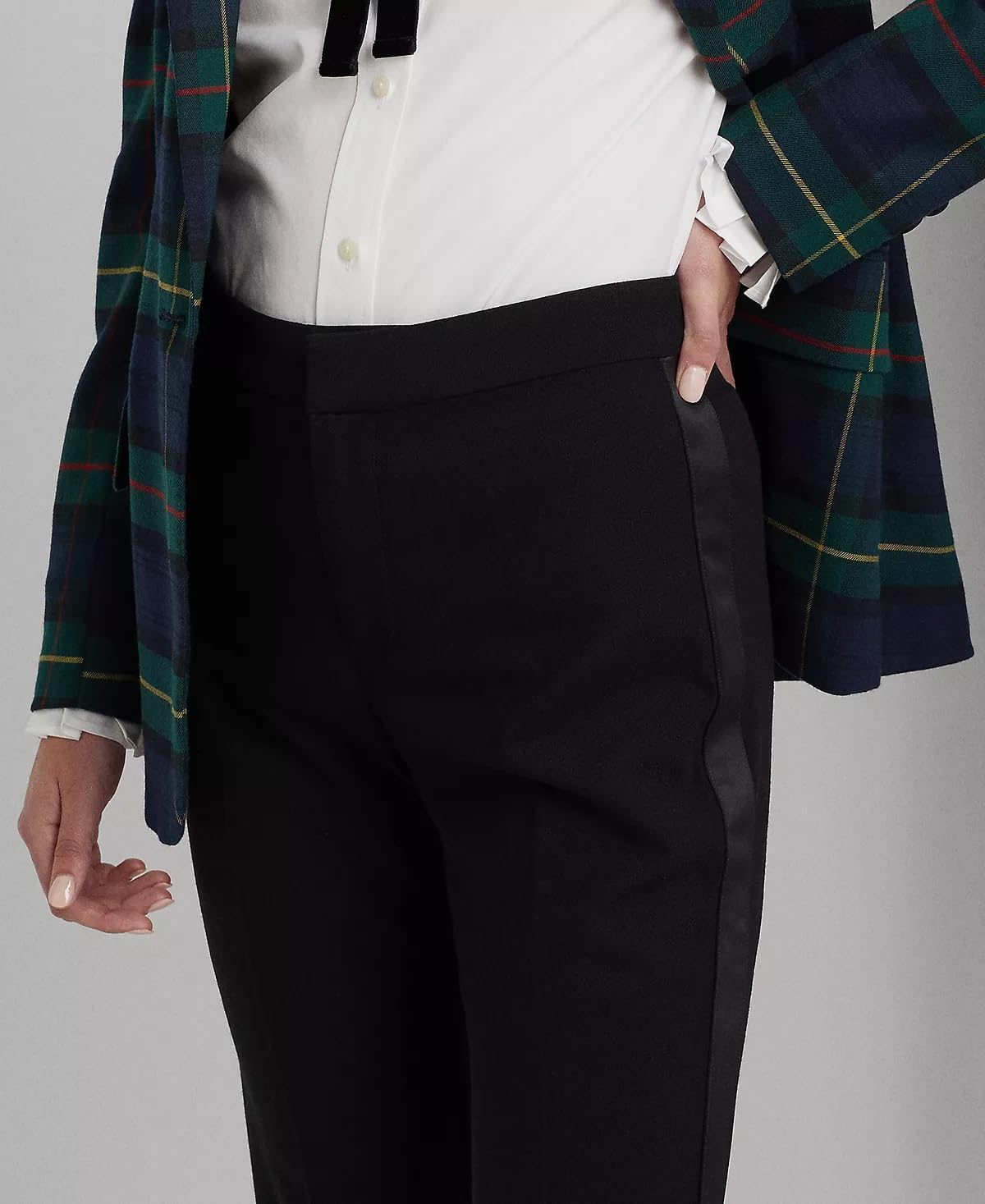 Lauren Ralph Lauren Womens Wool Side Stripe Straight Leg Pants Black 12
