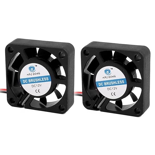 uxcell A16032500ux0875 - Ventilador de carcasa de refrigeración (2 piezas, 1.575 x 1.575 x 0.394 in, 12 V, 0.07 A, CC, negro, 1.57 pulgadas de