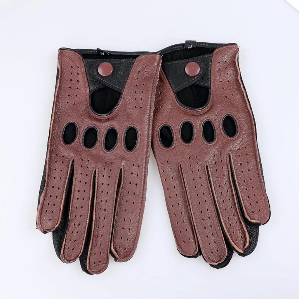 Leather Gloves Mens Autumn and Winter Motorcycle Driving Gloves with Holes Breathable XXL Code