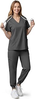Scrubs for Women, 9-Pocket Soft V-Neck Top and Stretch Jogger Pants, Medical Uniform for Nurses, Doctors