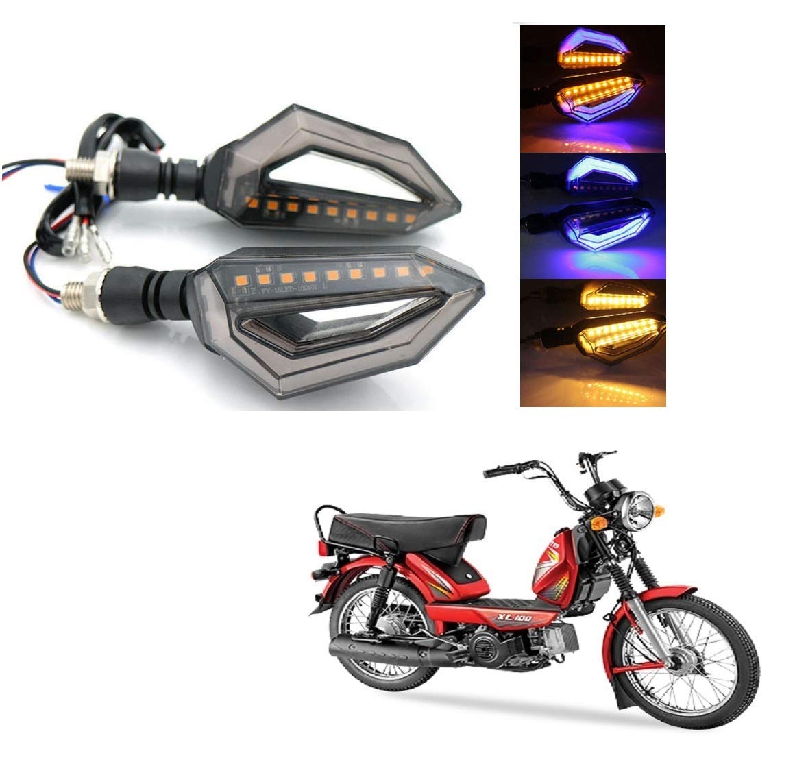 Kozdiko 4 Pcs D Shaped Bike 9 LED Turn Signal Lights Blinker Front & Rear Side Indicator Light for TVS XL 100-image-38